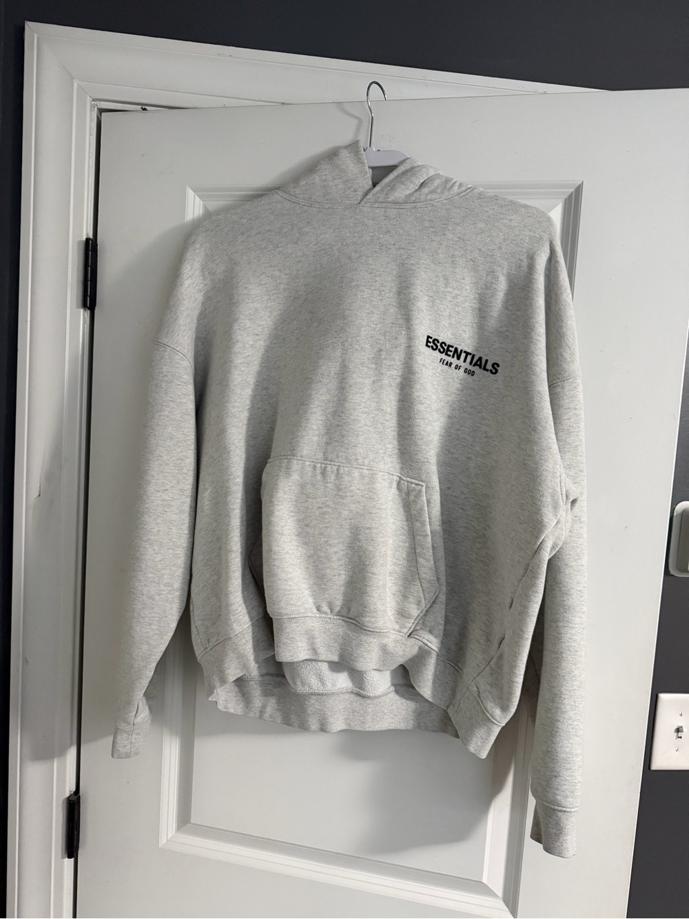 Essentials Men's Light Gray Crewneck Hoodie with Chest Logo